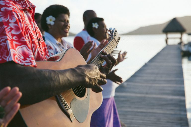 Fijian community at Turtle Island welcoming guests and sharing their culture and traditions.